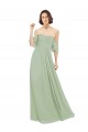Cheap Boho Chic Chiffon Bridesmaids Dress with Off the Shoulder Neckline UK