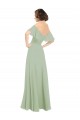 Cheap Boho Chic Chiffon Bridesmaids Dress with Off the Shoulder Neckline UK