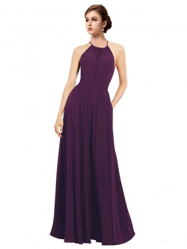 Cheap Elegant Chiffon Bridesmaids Dress with Softly Draped Bodice UK