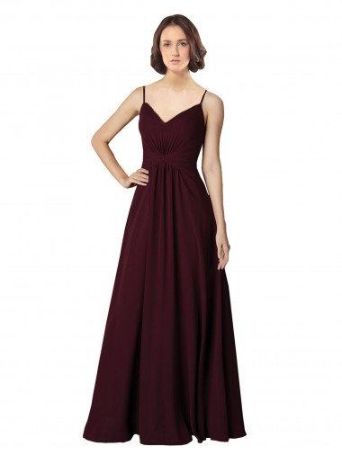 Cheap V-Neck Chiffon Bridesmaid Dress with Twist Front Bodice UK