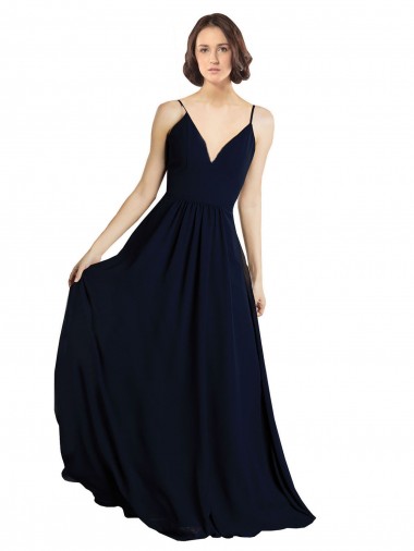 Cheap Simple Chiffon Bridesmaid Dress with Deep V-Neckline UK