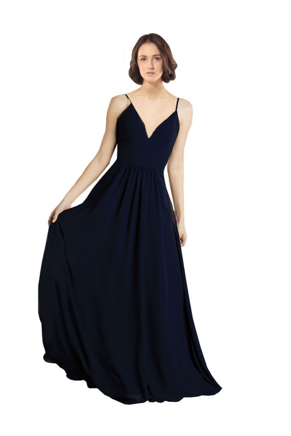 Cheap Simple Chiffon Bridesmaid Dress with Deep V-Neckline UK