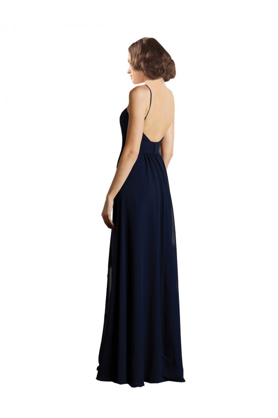 Cheap Simple Chiffon Bridesmaid Dress with Deep V-Neckline UK