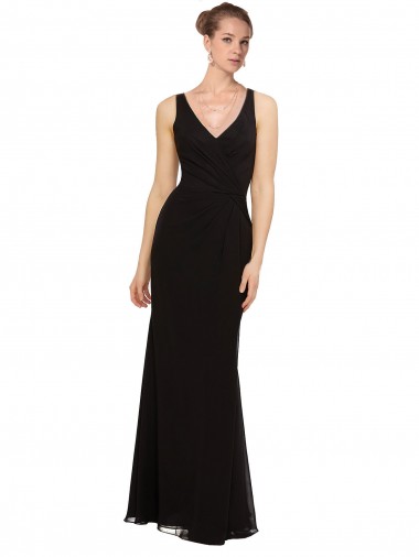 Cheap Open V-Back Chiffon Bridesmaids Dress with V-Neckine UK