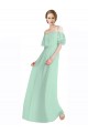 Cheap Spaghetti Straps Long Chiffon Off-The-Shoulder Bridesmaid Dress with Double Flounce Sleeves UK