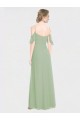 Cheap Long Chiffon Off-The-Shoulder Bridesmaid Dress with Double Flounce Sleeves UK
