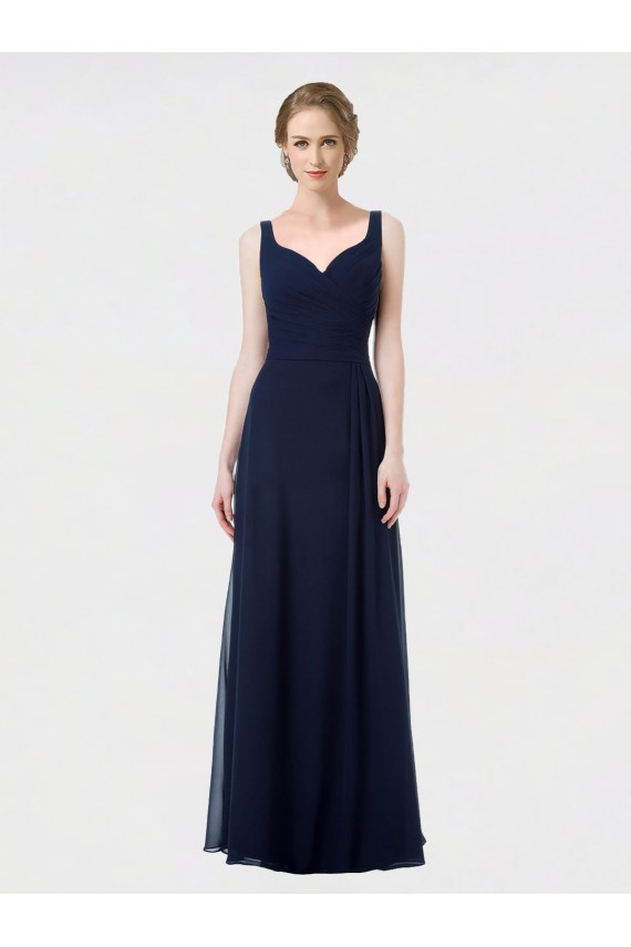 Cheap Long Chiffon Bridesmaid Dress with Sweetheart Neckline and Shoulder Straps UK