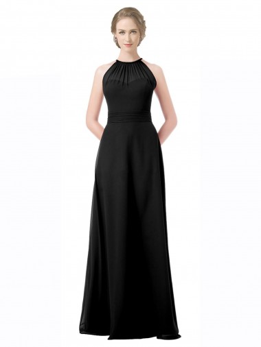 Cheap Full Length Chiffon Sweetheart Bridesmaid Dress with An Illlusion Overlay UK
