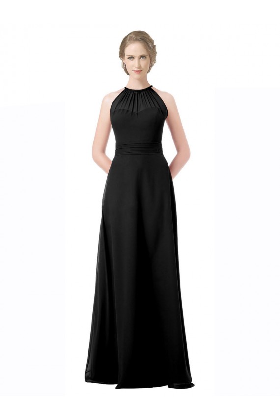 Cheap Full Length Chiffon Sweetheart Bridesmaid Dress with An Illlusion Overlay UK