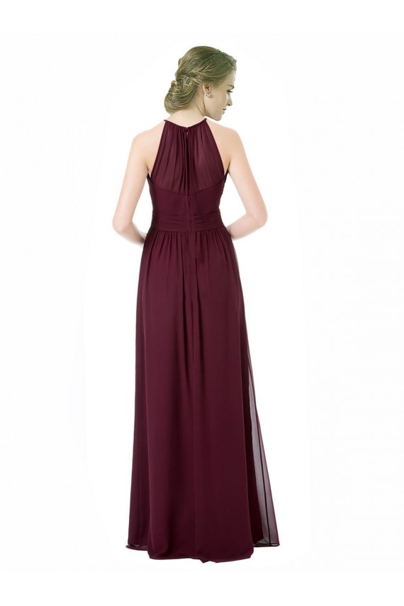 Cheap Full Length Chiffon Sweetheart Bridesmaid Dress with An Illlusion Overlay UK