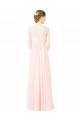 Cheap Long Chiffon Sleeveless Bridesmaid Dress with Sheer Illusion Top and V-Back UK