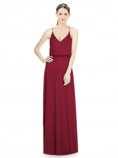 Cheap Full Length V-Neck A-Line Chiffon Boho Bridesmaid Dress UK