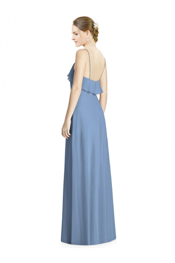 Cheap Deep Open Back Long Chiffon V-Neck Bridesmaid Dress UK