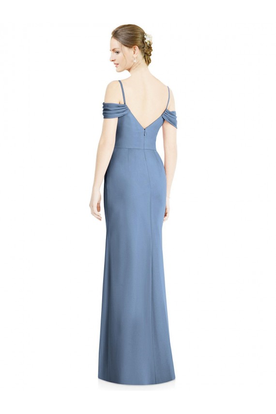 Cheap Draped Cold Shoulder Sweetheart Long Chiffon Formal Bridesmaid Dress UK