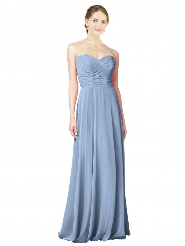 Cheap Draped Strapless Sweetheart Full Length Chiffon Bridesmaid Dress UK