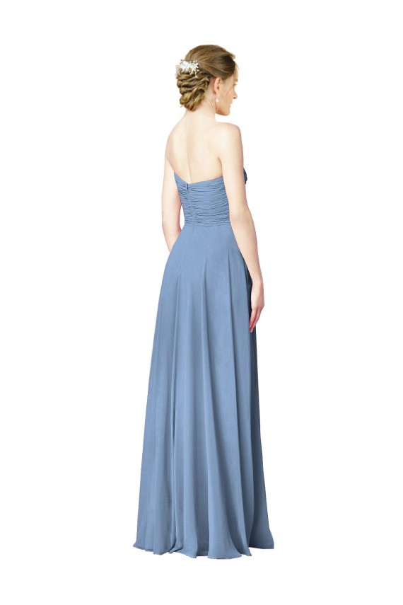 Cheap Draped Strapless Sweetheart Full Length Chiffon Bridesmaid Dress UK