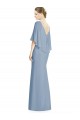 Cheap V-Back Trumpet Chiffon Bridesmaid Dress with Draped Cape Overlay UK