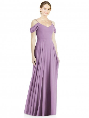 Cheap Off the Shoulder Open Cowl-Back Maxi Bridesmaid Dress UK