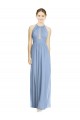 Cheap Open Back Long Chiffon Halter Bridesmaid Dress UK