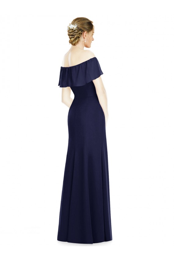 Cheap Off the Shoulder Full-Length Trumpet Chiffon Bridesmaid Dress UK