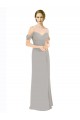 Cheap Draped Cold Shoulder Chiffon Bridesmaid Dress with Pleated Wrap Bodice UK
