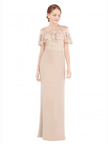 Cheap Off the Shoulder Sleeves Sheath Chiffon Bridesmaid Dress / Prom Dress UK