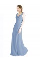 Cheap Fluted Chiffon Wrap Bridesmaid Dress with Ruffles V-Neck UK