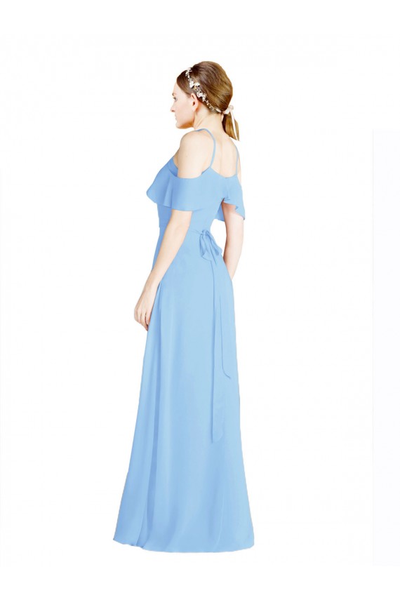 Cheap Halter Frill Cold Shoulder A-Line Chiffon Bridesmaid Dress UK