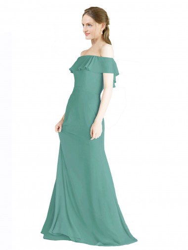 Cheap Off the Shoulder Bohemian Chiffon Bridesmaid Dress UK