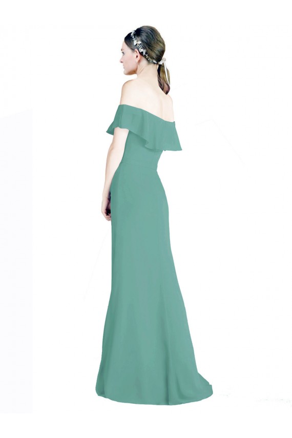 Cheap Off the Shoulder Bohemian Chiffon Bridesmaid Dress UK