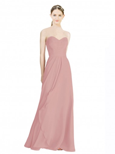 Cheap Daped A-Line Chiffon Bridesmaid Dress with Pleated Sweetheart Bodice UK