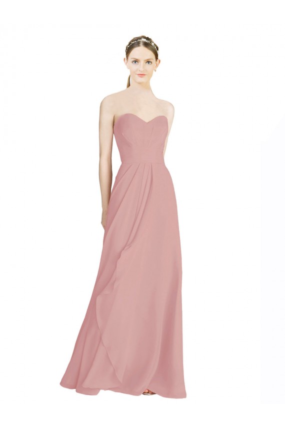 Cheap Daped A-Line Chiffon Bridesmaid Dress with Pleated Sweetheart Bodice UK