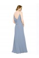 Cheap Cowl Back Long Chiffon Slip Bridesmaid Dress with Straps UK