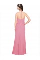 Cheap Ruffle Halter Neck A-Line Chiffon Bridesmaid Dress with Open Back UK