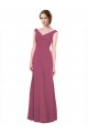Cheap V-Neckline Long Chiffon Bridesmaid Dress with Wide V-Back UK