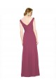 Cheap V-Neckline Long Chiffon Bridesmaid Dress with Wide V-Back UK