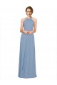 Cheap Pleated Halter Neckline A-Line Chiffon Bridesmaid with Criss Cross Back UK