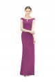 Cheap Full Length Long Chiffon Bridesmaid Dress with Boat Neck UK