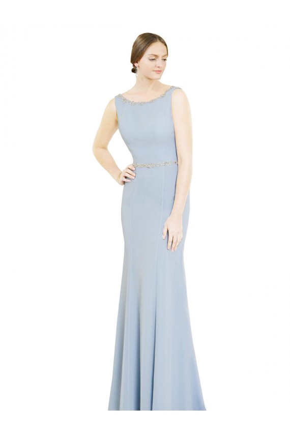 Cheap Full Length Chiffon Bridesmaid Dress with Sparkly Neckline and Belt UK