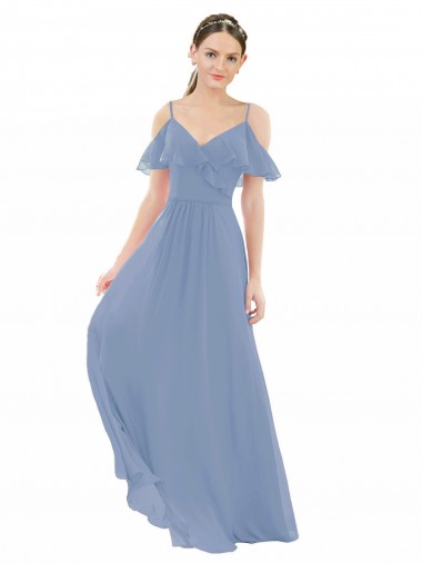 Cheap Pleated One Shoulder A-Line Chiffon Bridesmaid Dress UK