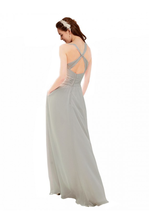 Cheap Chiffon Bridesmaid Dress with Ruched Draped Bodice UK