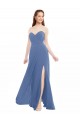 Cheap Classic Strapless Bridesmaids Dress with Draped Sweetheart Bodice and Side Slit UK
