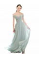 Cheap Romantic Bridesmaid Dress with Embroidered Off the Shoulder Bodice UK