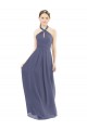 Cheap High Halter Neck Chiffon Bridesmaid Dress with Twist-Tie UK