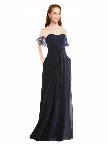 Cheap Boho Bridesmaid Dress with Beaded Embroidered Bodice and Flutter Cap Sleeves UK