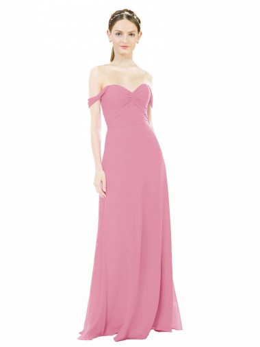 Cheap Fitted Sweetheart Bodice Chiffon Bridesmaid Dress with Draped Cap Sleeves UK