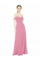 Cheap Fitted Sweetheart Bodice Chiffon Bridesmaid Dress with Draped Cap Sleeves UK