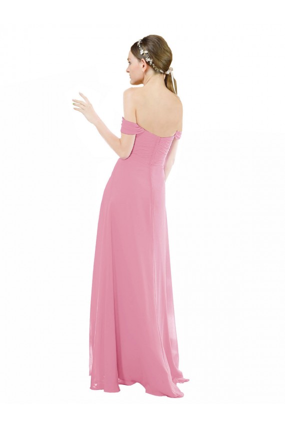 Cheap Fitted Sweetheart Bodice Chiffon Bridesmaid Dress with Draped Cap Sleeves UK