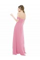 Cheap Fitted Sweetheart Bodice Chiffon Bridesmaid Dress with Draped Cap Sleeves UK