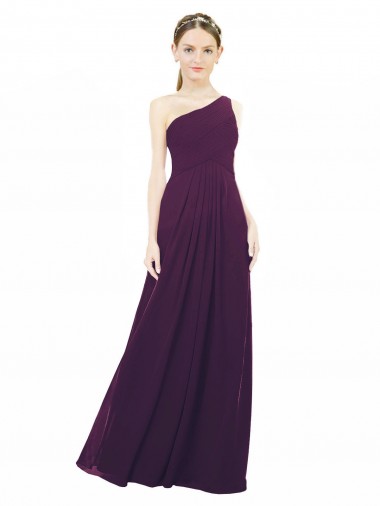Cheap One Shoulder Chiffon Bridesmaid Dress with Draped Bodice UK